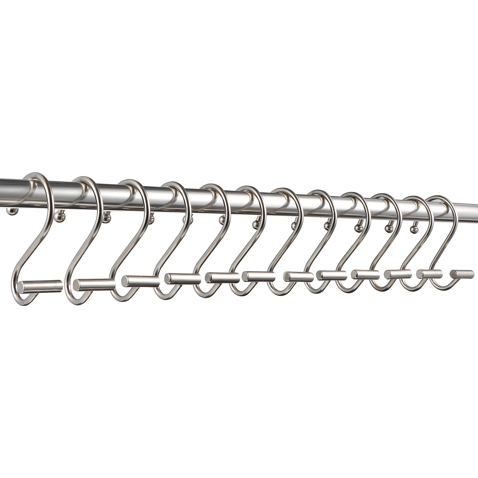 

White Nickel S Durable Iron Heavy Duty Bathroom Shower Curtain Hooks Multi Purpose Metal Hanging Hooks For Clothes Wallets