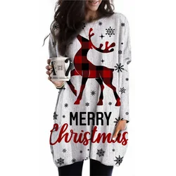 Women's T-Shirts Christmas Print Long Sleeves Top Autumn Daily Loose Long Sleeve Pocket Pullover Women Comfortable Clothing