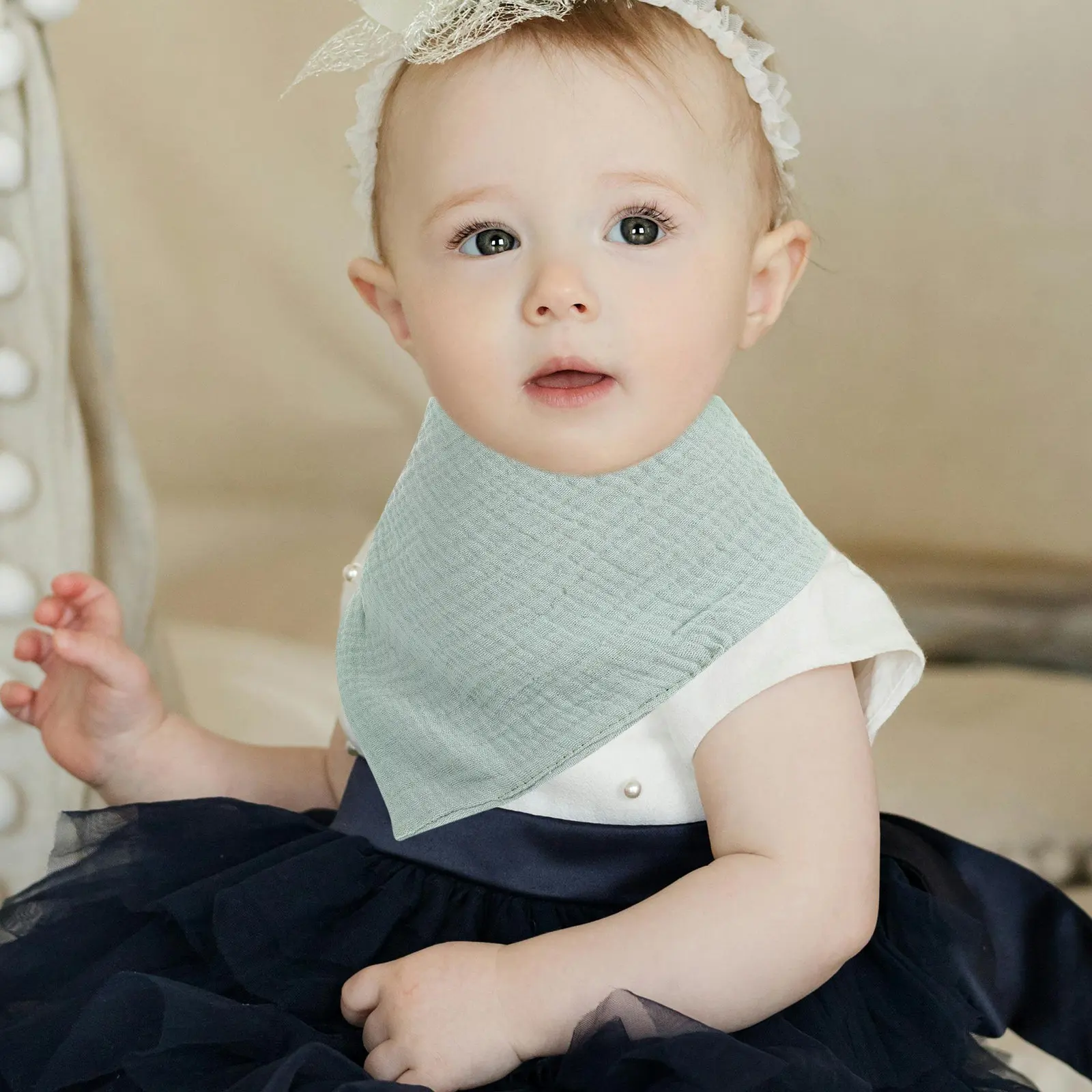 

10Pcs Double Layer Gauze Drool Bibs for Babies Soft Muslin Triangle Bib Reusable Washable Cotton Infant Bib Small Unisex Bibs