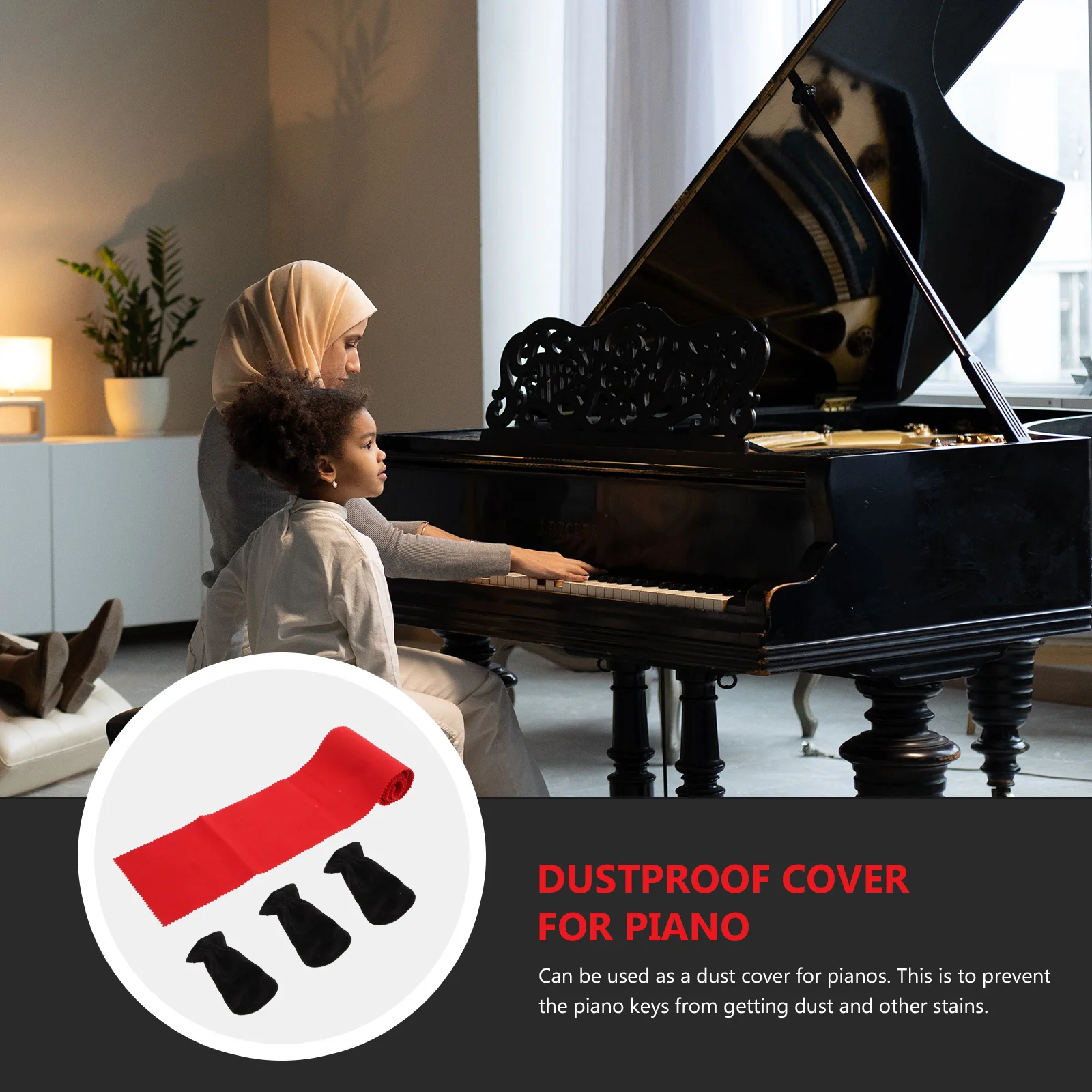 

1Set Piano Universal Protective Cover Cloth Keyboard Cover Scratch Proof Non-Slip Foot Covers Elegant Piano Accessories