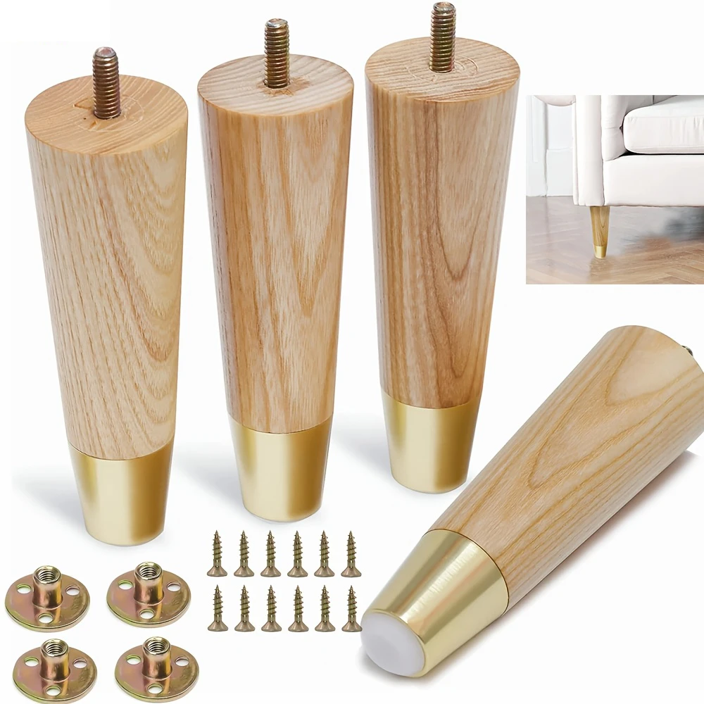 Solid wood furniture legs are 7 inches long. The set of 6/8 replacement wooden legs for the sofa is available. The legs for the