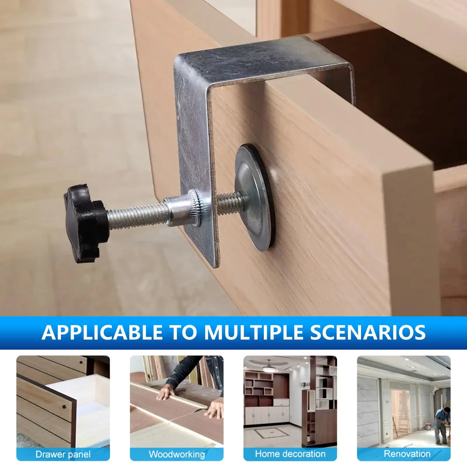 2er-Set Holzbearbeitungs-Vorrichtung Schrankwerkzeug Möbelzubehör Stahl-Schubladenfront-Montageklemmen Schubladenfront-Clips Handwerkzeug – Detail 6