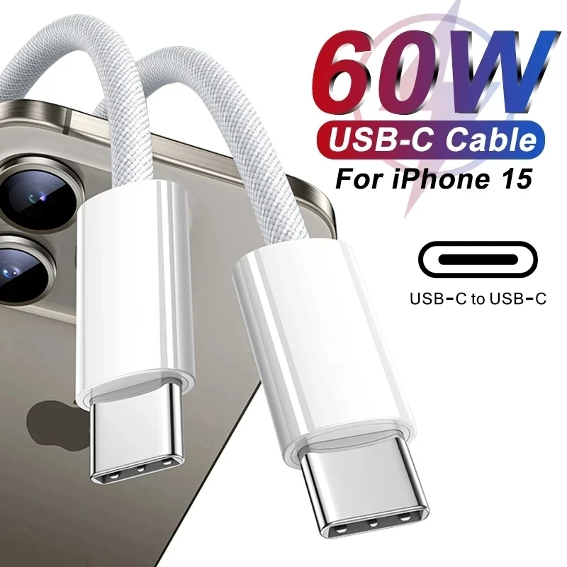 2 sztuki 60W kabel USB C do typu C dla iPhone 15 Plus 15 Pro Max Samsung Xiaomi OPPO Realme USB-C szybkie ładowanie kabla PD z pudełkiem