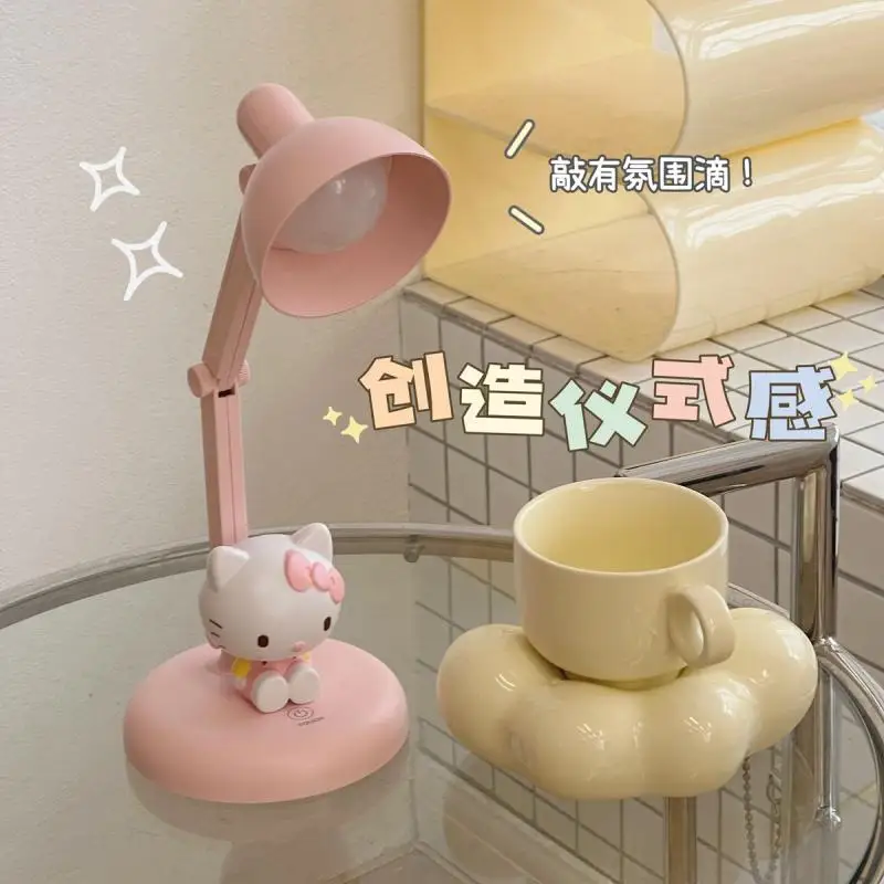 Cartoon Cute Hello Kitty Foldable Learning Desk Lamp Eye Protection Three Color Adjustable Bedroom Reading Nightlight Child Gift