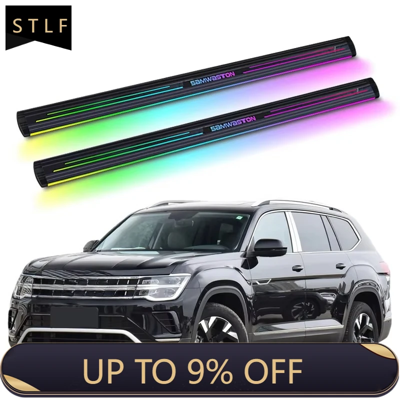 

Electric Running Boards Retractable Aluminum Alloy LED Lights For VW Teramont 2017 SUV Side Steps with Carry Bag