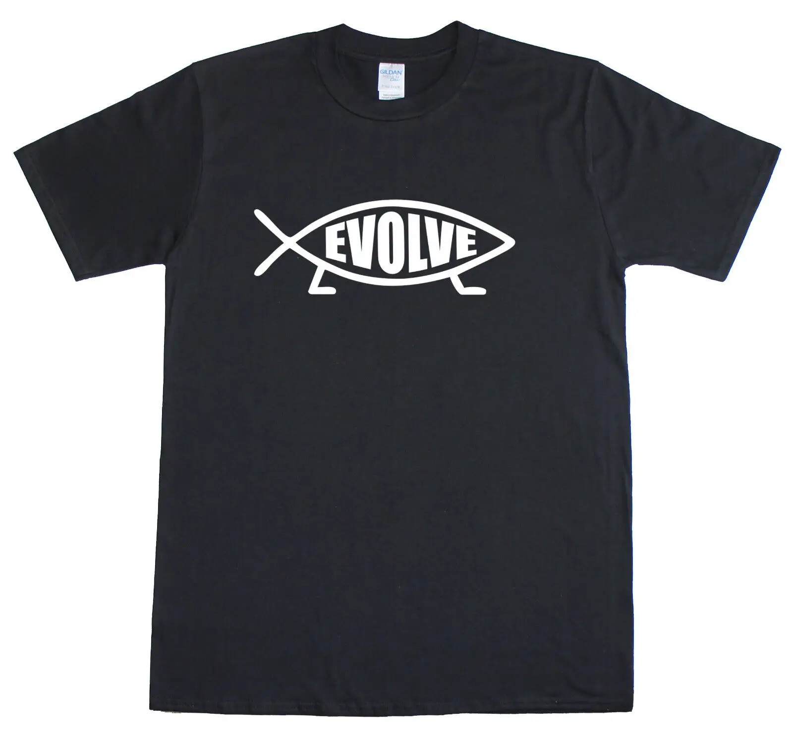 Darwin Fish Evolve Logo Evolution Mens Loose Fit Cotton T-Shirt