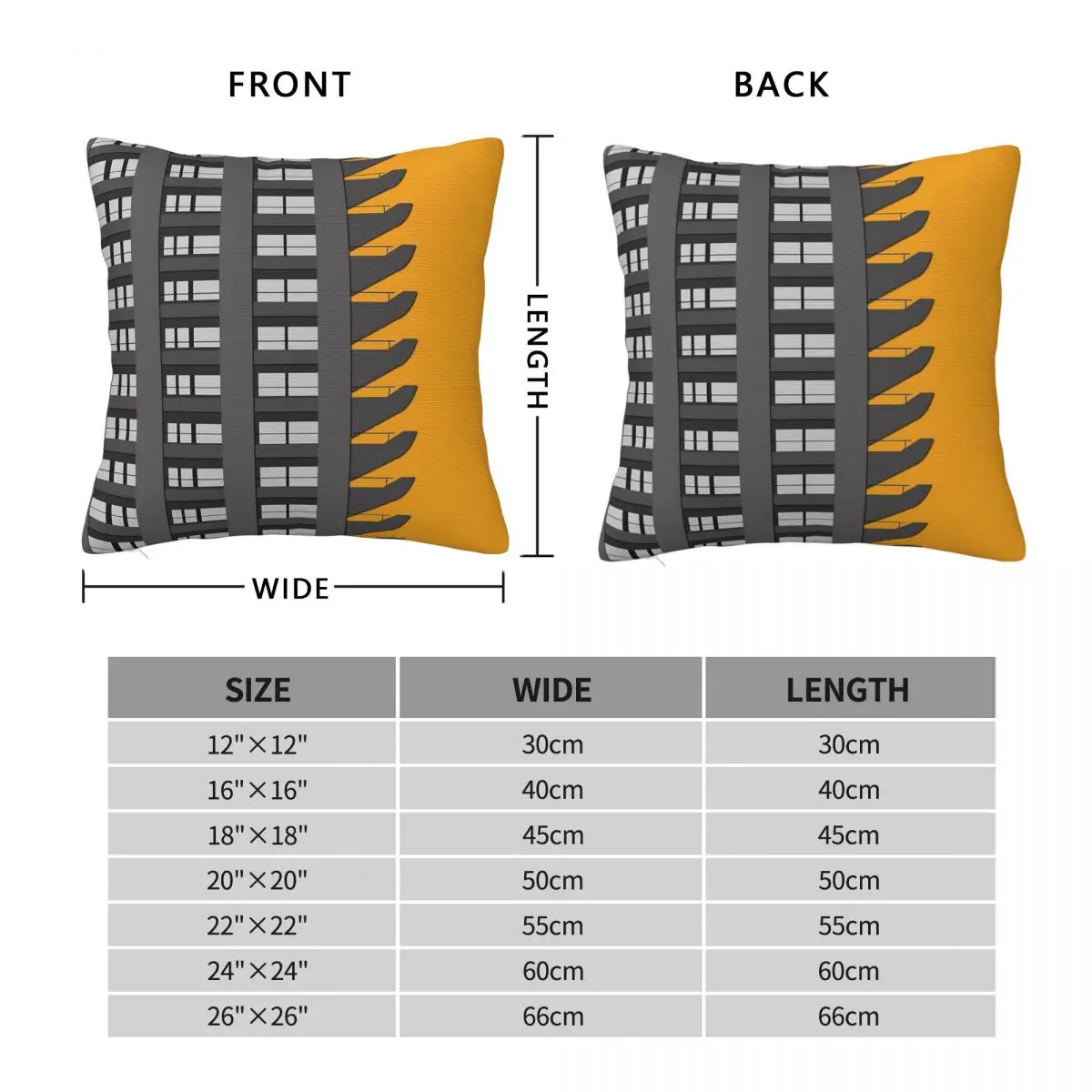 Iconic Barbican Orange Square Pillowcase Polyester Linen Velvet Printed Zip Decor Pillow Case Home Cushion Cover