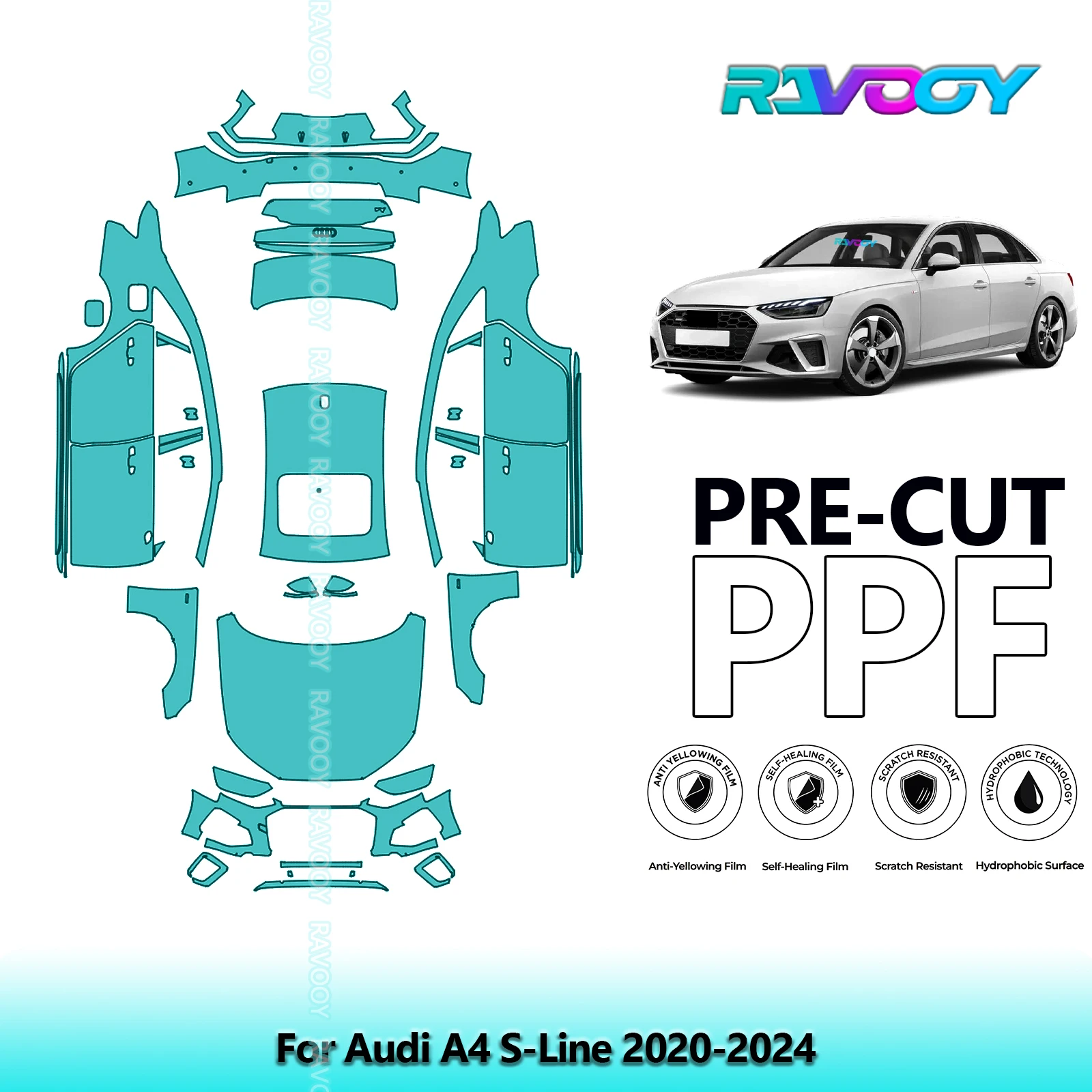 

Full Vehicle Clear Bra Precut PPF Paint Protection Film For Audi A4 S-Line 2020-2024