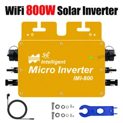 800W MPPT Intelligent Solar Inverter IP65 WiFi DC 22-50V On Grid 120V 230V APP Connected Micro Converter Invensor Residential