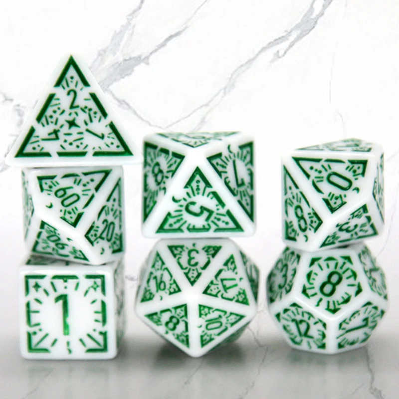 7PCS/set Multi-sided Dice New Textures Pattern Games Dice for DnD RPG Games Family Party Funny Table Games Accessories view 4