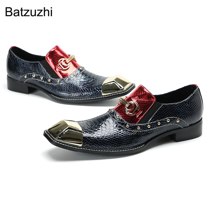 Batzuzhi Fashion Shoes Men Fashion Men Shoes Gneuine Leather Split Color Split Handmade Business, Party and Wedding Shoes Man