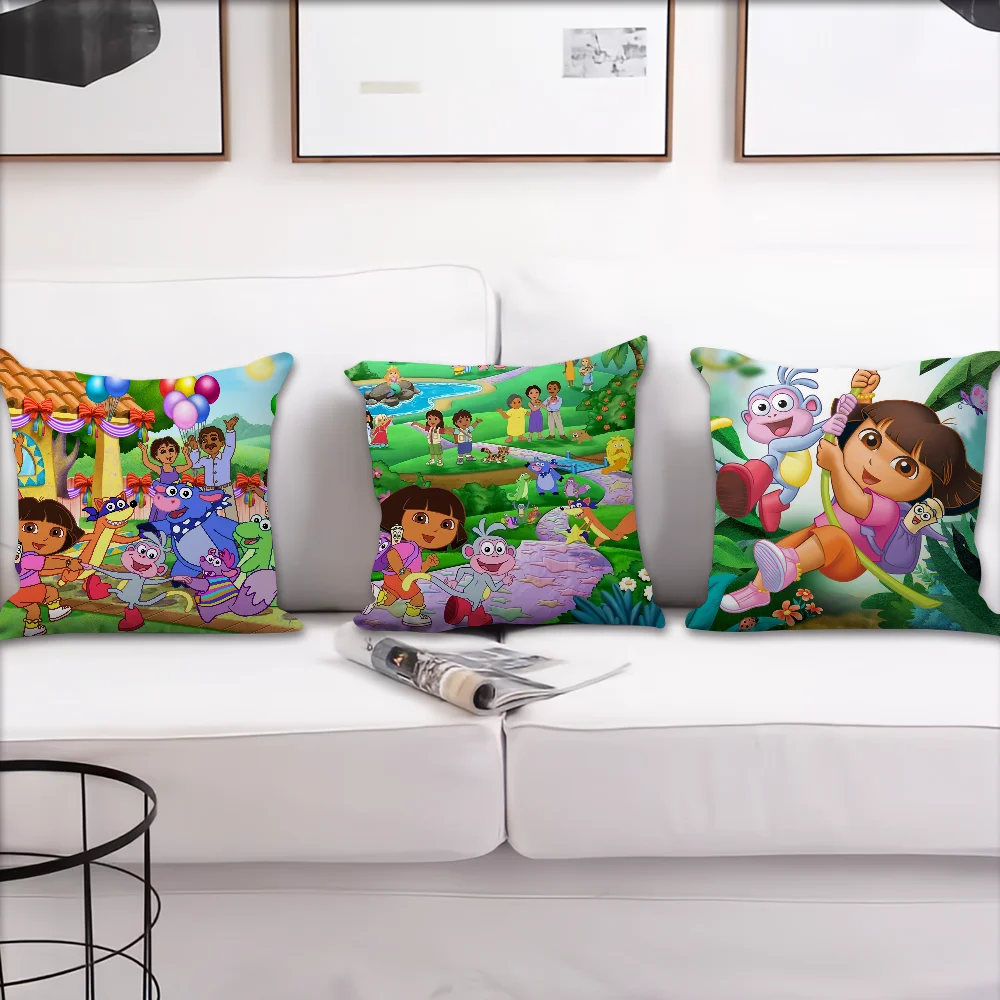 Cartoon Sofa Living Room Bedroom Headboard Backrest Cushion Square Cushion Nap Time D-Dora the E-Explorer Cute Pillow Case