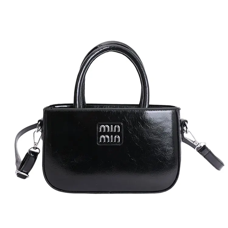 

2026 New Solid Color Monogram Tote Bag, Korean Style Convertible Top Handle Crossbody Bag, Small Purse for Shopping