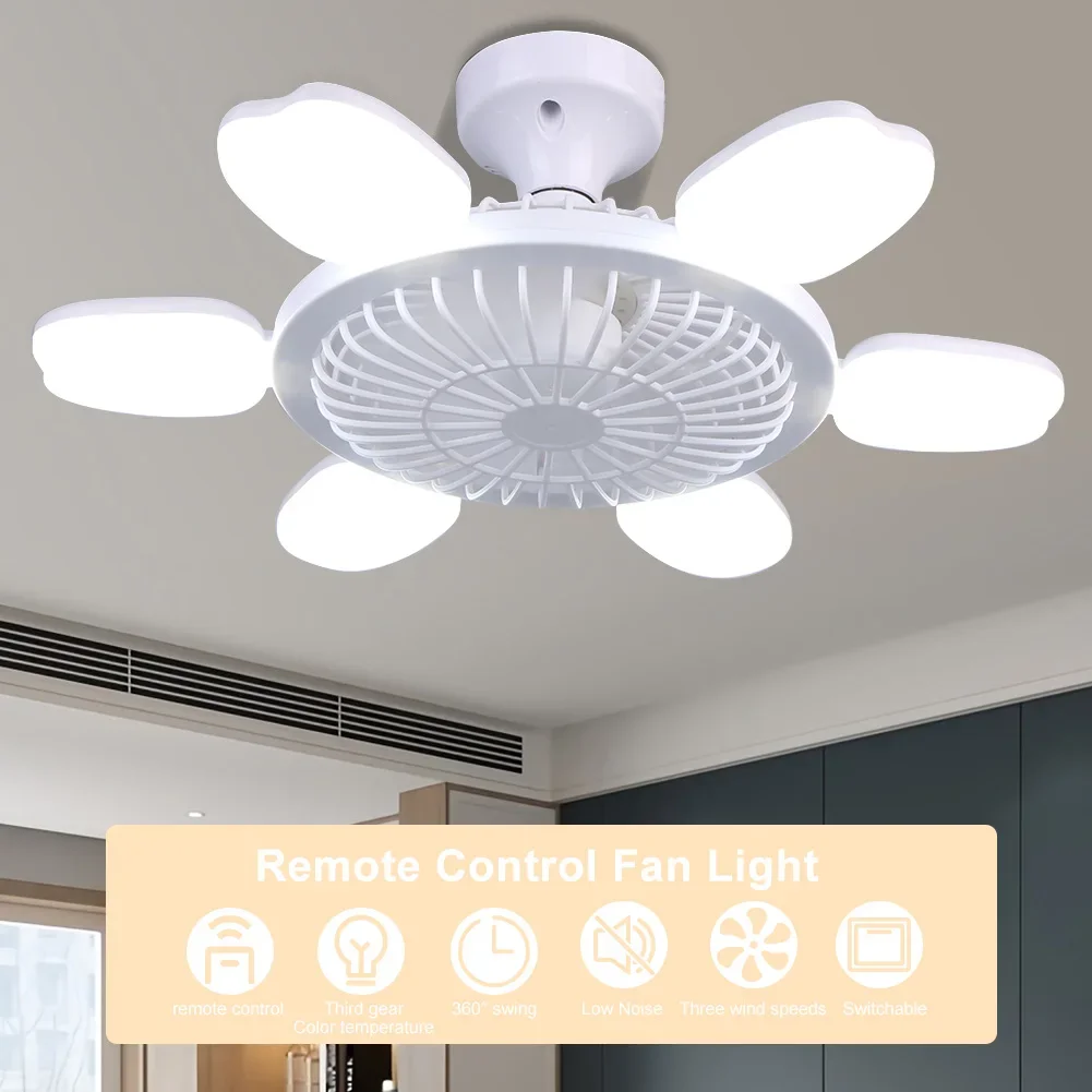 

Потолочный вентилятор E27, регулируемая лампочка, 3 скорости, 60 Вт, с защитой глаз, для ванной/спальни/гостиной/гаража