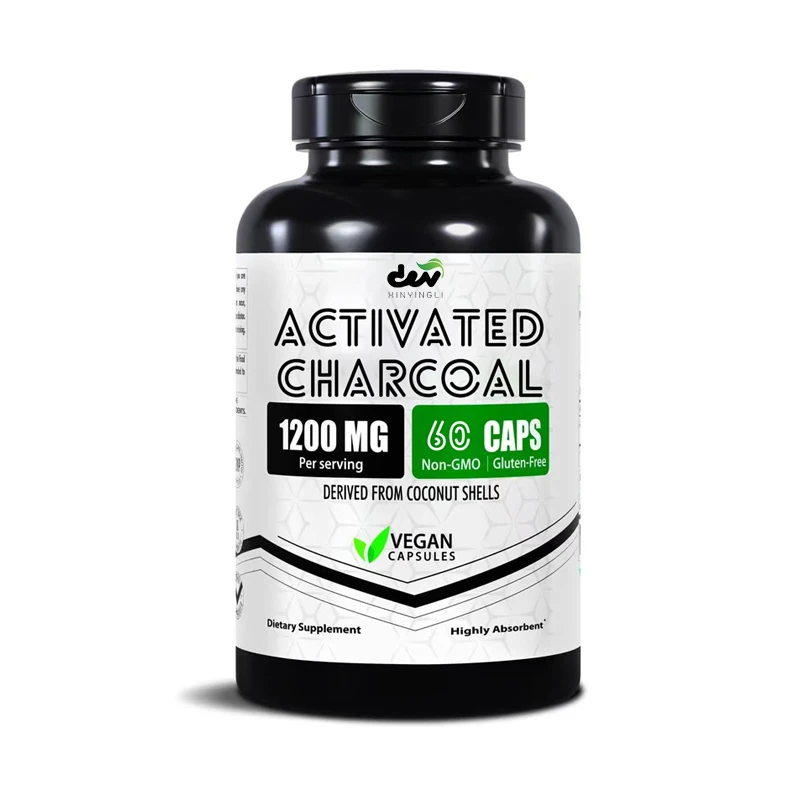 Activated carbon capsule 1200mg | 60 vegetarian capsules, extracted from coconut shell, non GMO