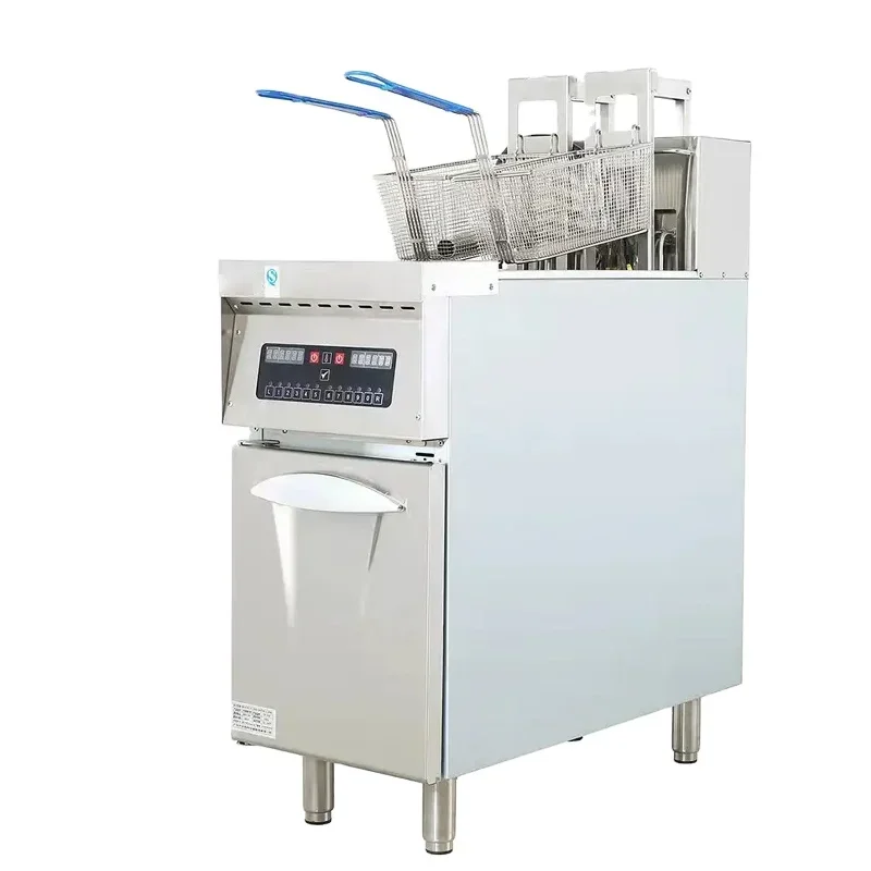 

Коммерческая вертикальная электрическая фритюрница с одним баллоном, 2 корзины, таймер, электрическая фритюрница со шкафом