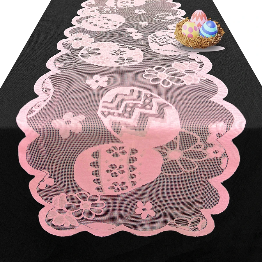 Osterei-Blumenmuster Spitzen-Tischdecke für Wohnzimmertisch, Couchtisch, Feiertagsdekoration Stoff