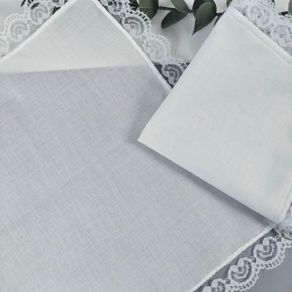 6Pcs New Pure White Lace Handkerchief Small Size Handmade Wedding Handkerchief Thin DIY Small Square Towel