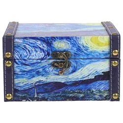 Oil Painting Art Storage Box Wooden Collection Box Desktop Storage Box Retro Jewelry Box Large Home Storage Boxes