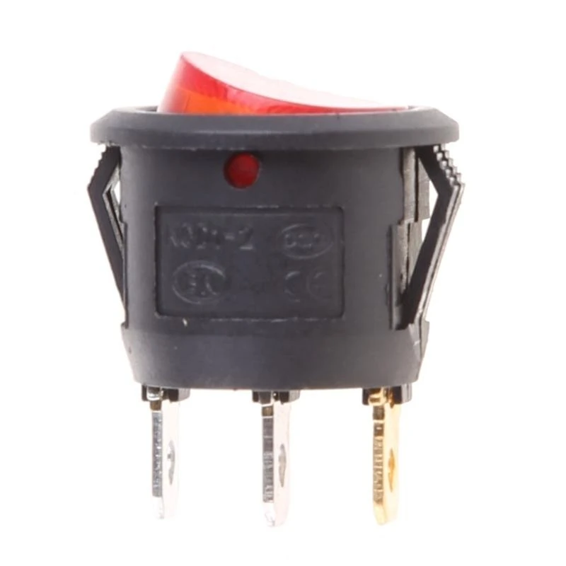 سيارة السيارات زر دائري نقطة قارب الروك التبديل التيار المتناوب 6A/250 فولت الضوء الأحمر ON-OFF SPST أفضل بيع #6