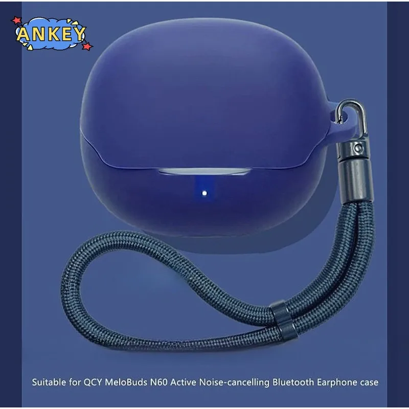

Чехол для QCY MeloBuds N60, силиконовый чехол с крючком, защитный противоударный чехол для беспроводных наушников с нейлоновым шнурком.
