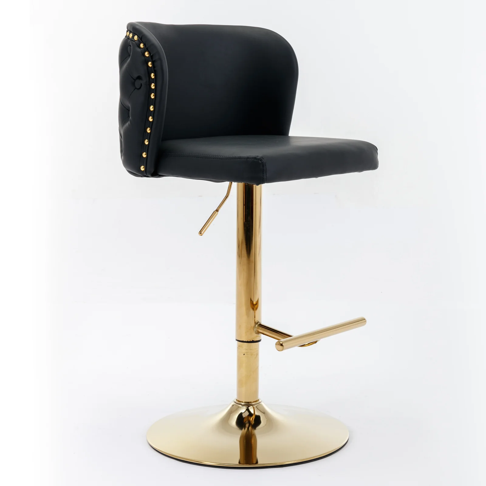 Swivel Barstools Adjusatble Seat Height Bar Stool, Modern PU Upholstered Bar Stools with The Whole Back Tufted, for Home Pub