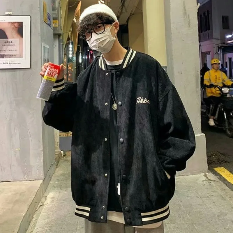 

Мужская весенне-осенняя куртка в гонконгском стиле, мужская свободная модная одежда в корейском стиле, мужская осенняя бейсбольная куртка