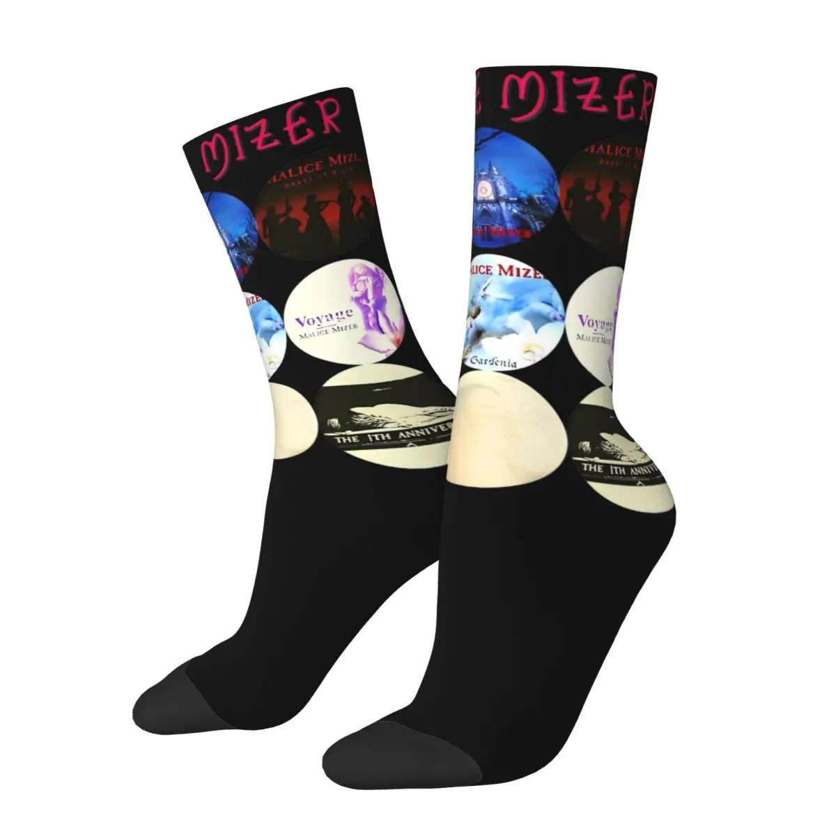 Fashion Unisex Malice Mizer Visual Kei Rock Band Dress Socks Retro Gothic Merchandise Crew Socks Soft Best Gift Idea