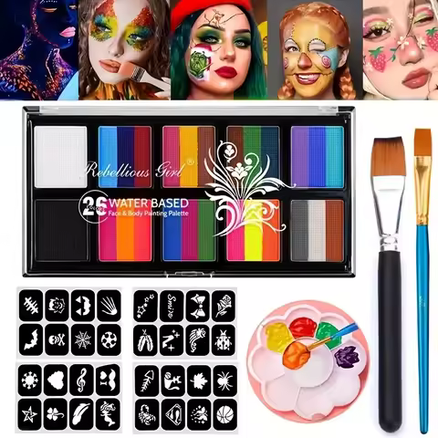 10 grid 26 Colors Water-Soluble Face Body Paint Palette,Halloween Carnival Makeup Body Paint Kit Art Face Makeup for Kids Adults