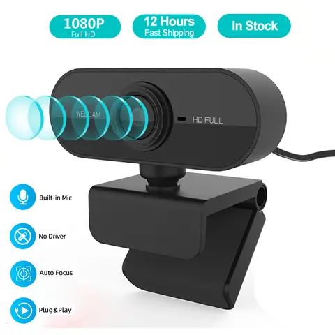 Webcam Full HD 1080P, caméra Web avec Microphone, prise USB, Webcam pour ordinateur PC, Mac, ordinateur portable, Mini caméra de bureau