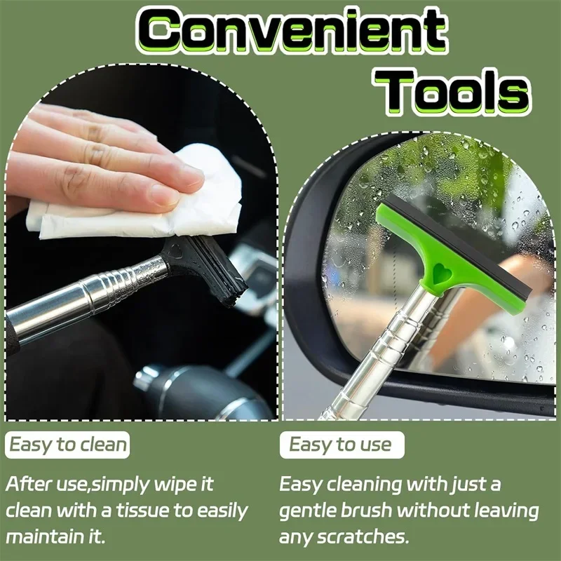 قابل للسحب سيارة مرآة الرؤية الخلفية ممسحة الفولاذ المقاوم للصدأ تلسكوبي الطبقات فرشاة رئيس نافذة غسل تنظيف فرشاة ممسحة يدوية #4