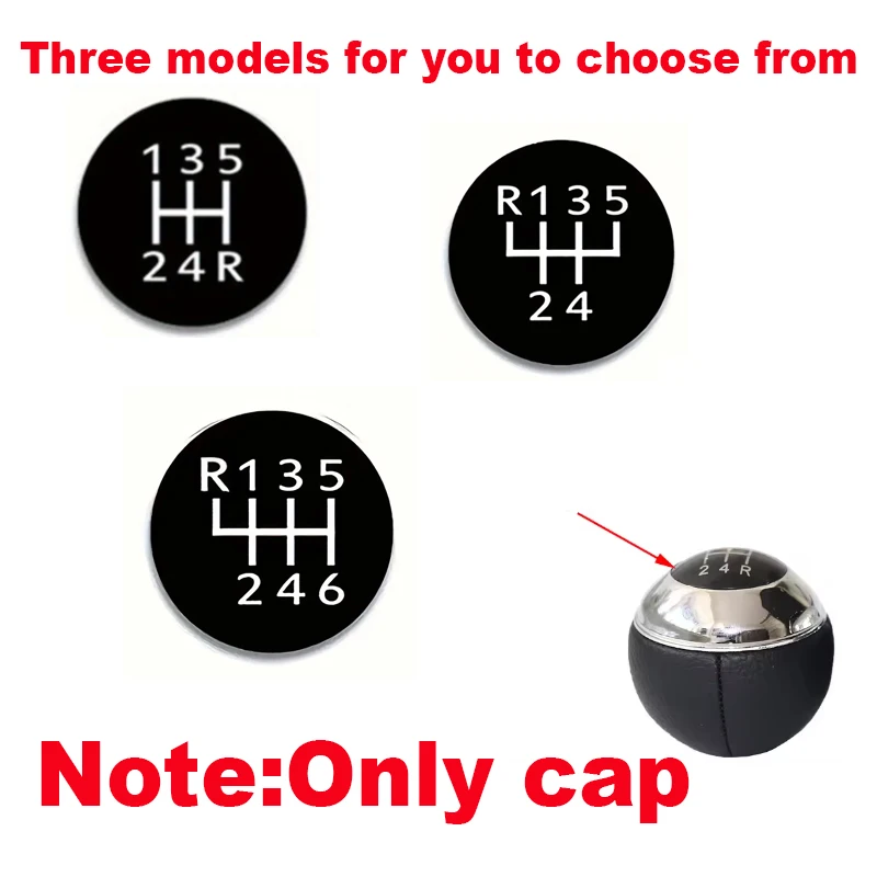 Black Car Manual Gear Shift Knob Badge Emblem Cap Cover 5/6 Speed Gear Shift Knob Cap Cover Round Car Knob Cap Cover Replacement