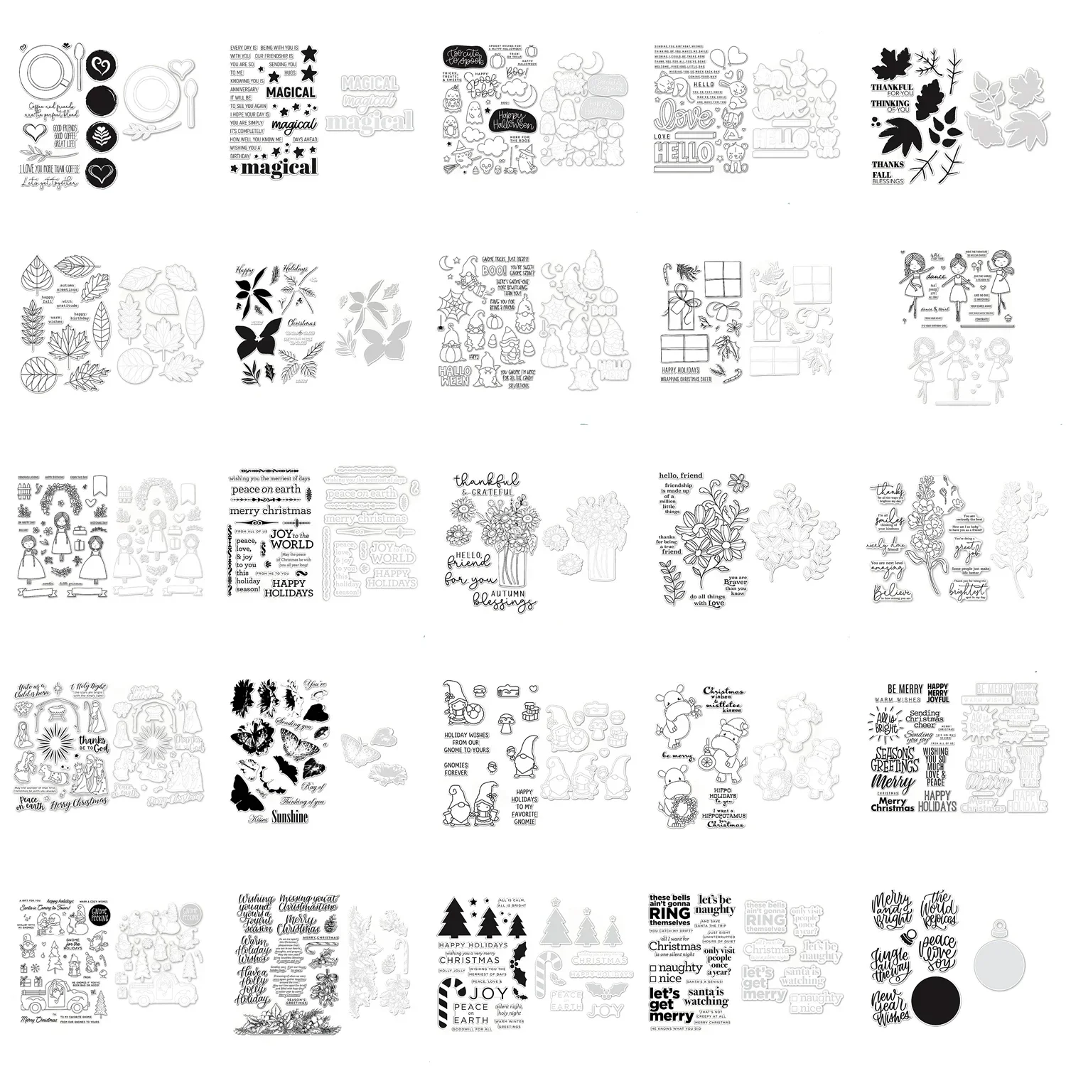 

Blossom Birthday Halloween Christmas Easter Clear Stamps Cutting Die Set for Scrapbooking Paper Making Frame Craft Card