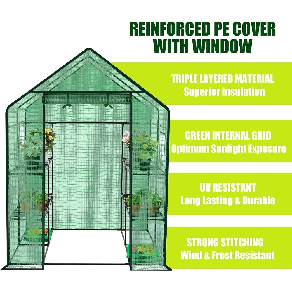 Imagem -02 - Estufa Walk-in com Janela Polietileno Reforçado Green House para Jardinagem de Plantas Níveis e Prateleiras L56.5 x W56.5 x H76.5