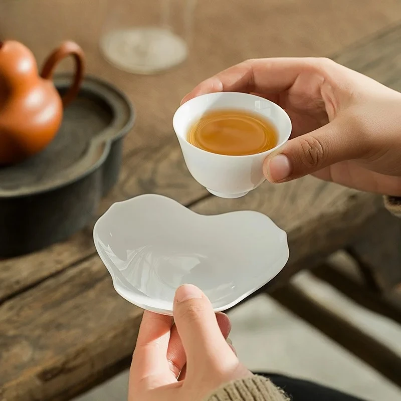 Sweet White Handmade Kung Fu Tea Cup Porcelain Egg-Shell Master Cup White Porcelain Single Cup Small Teacup Coaster