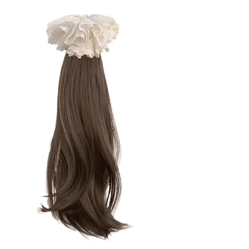 باروكة شعر نسائية محاكاة طبيعية نصف مربوطة منخفضة ذيل الحصان الدانتيل مشبك شعر مستعار من الألياف الآسيوية من البر الرئيسى للصين #5