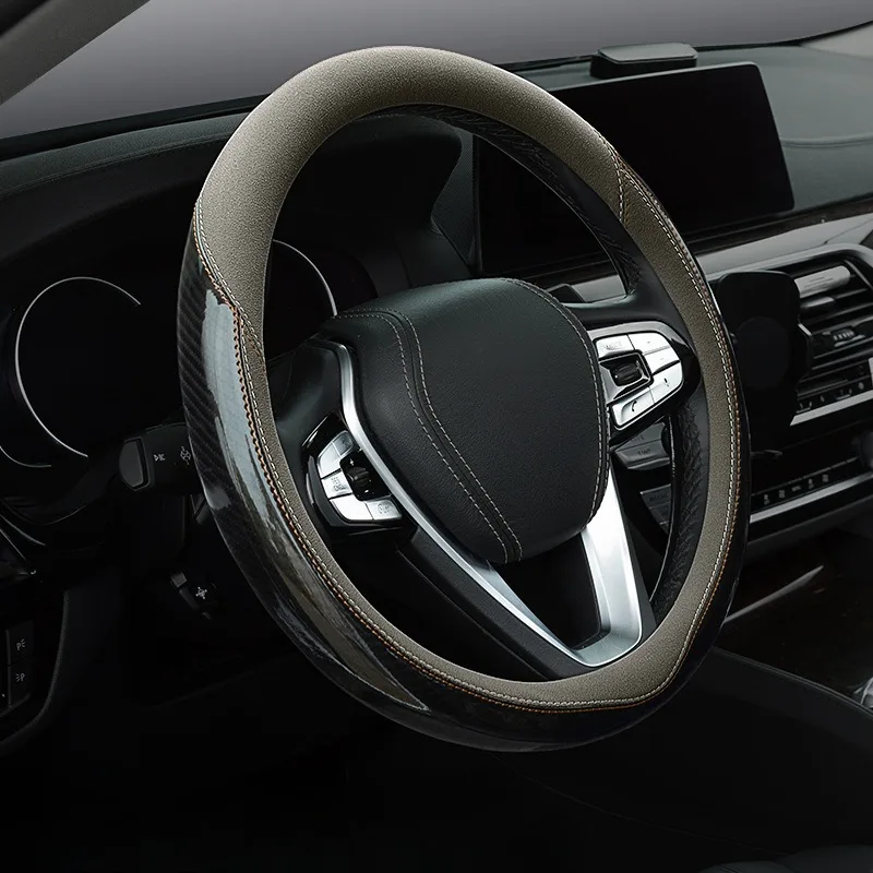 

Carbon Fiber Steering Wheel Cover Universal Car Steering Wheel Cover Steering Wheel Accessories Breathable Non Slip Handle Cover