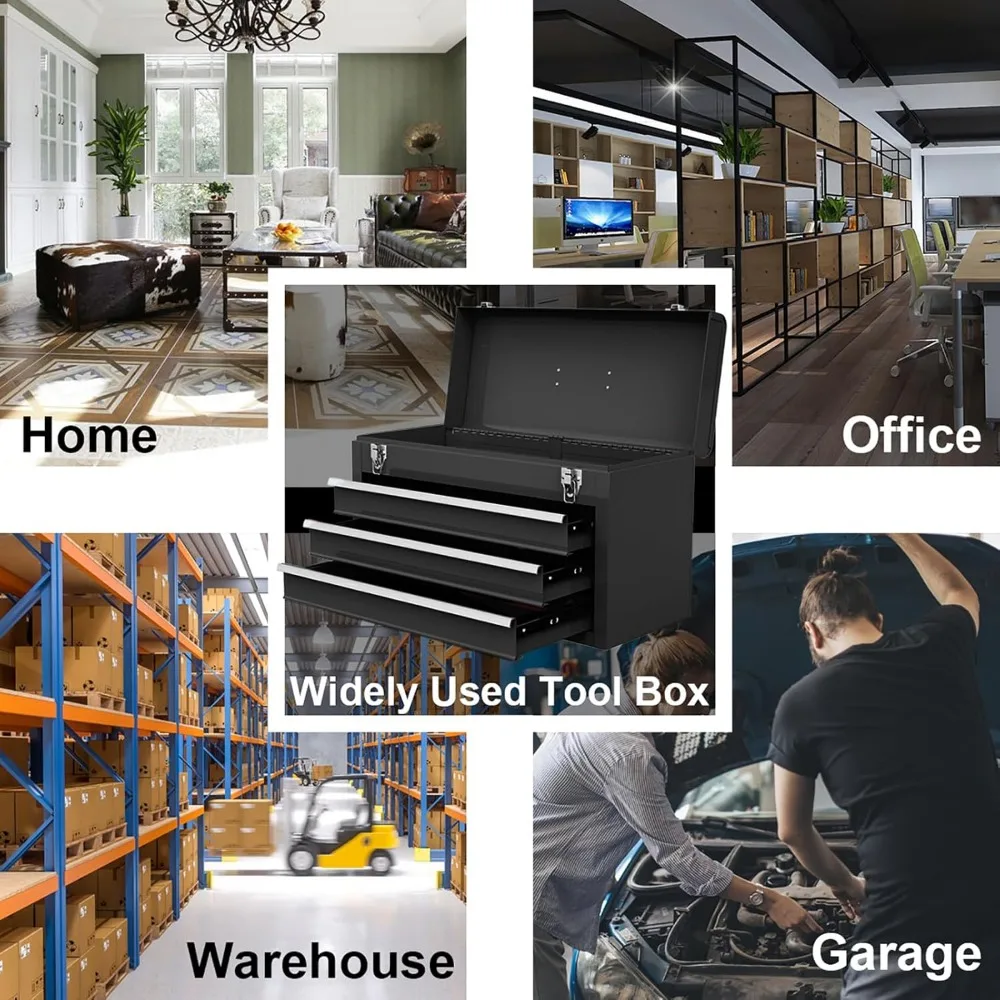 Organizador de ferramentas portátil de 20 gavetas e 4 camadas com bandeja superior, trava automática, forro protetor e alça para reparos automotivos