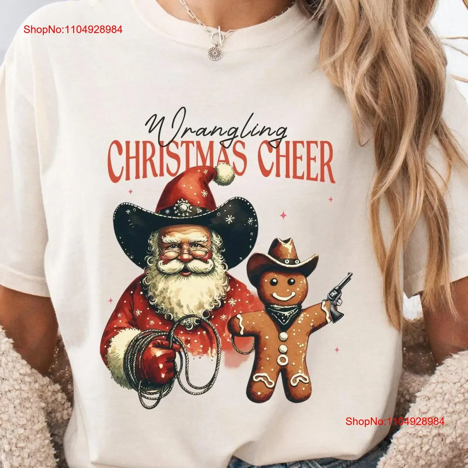 الرجعية كاوبوي سانتا عيد الميلاد تي شيرت الترتيب يهتف خمر الزنجبيل عطلة أعلى خمر غسلها الشارع الشهير