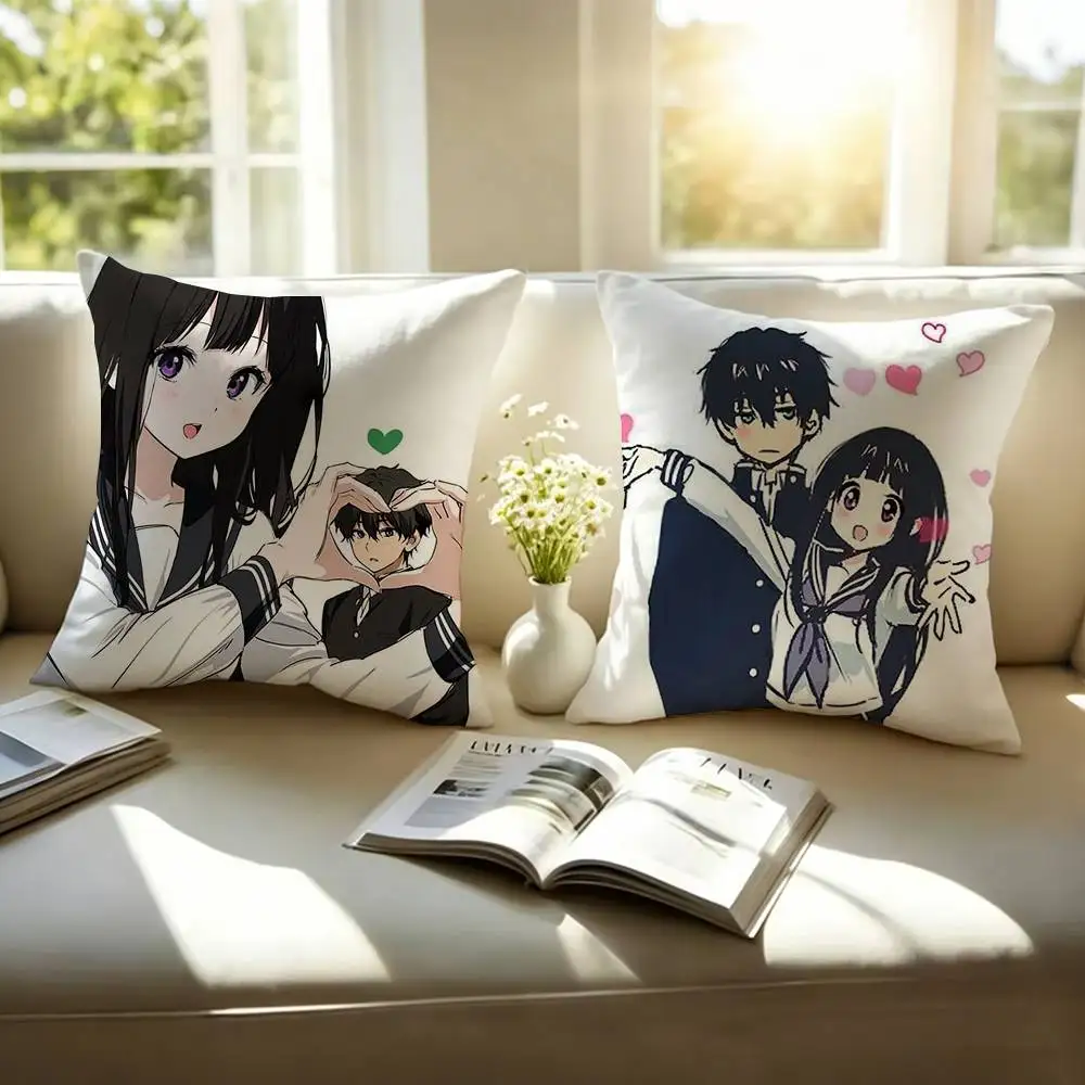 Anime H-Hyouka Extra Episodes Square Double-Sided printed Pillow Case Bedroom Bedside Pillow Sofa Cushion Cover