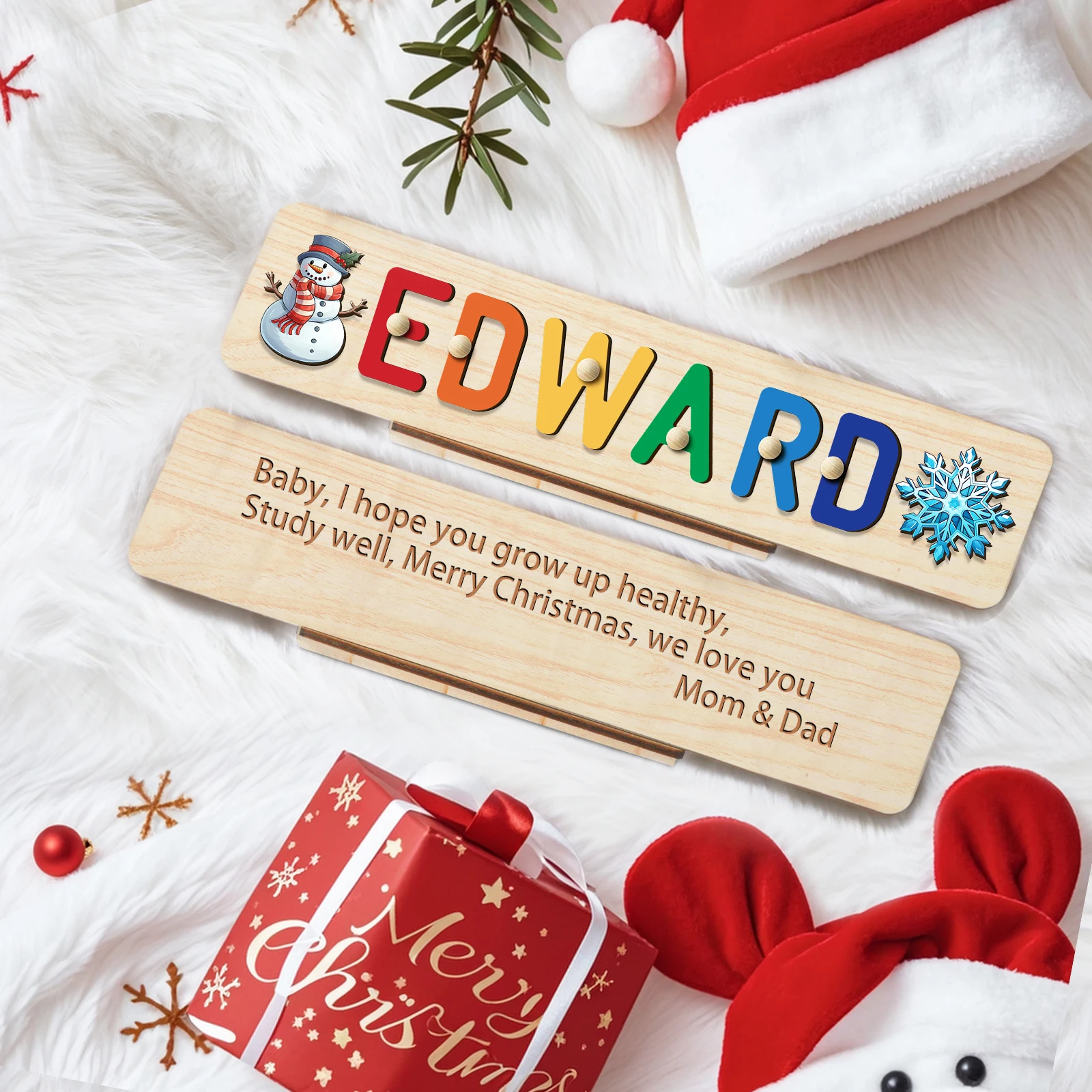 Custom Wooden Name Puzzle: Personalized Christmas Gift for Children - A Unique Keepsake for the Holiday Season