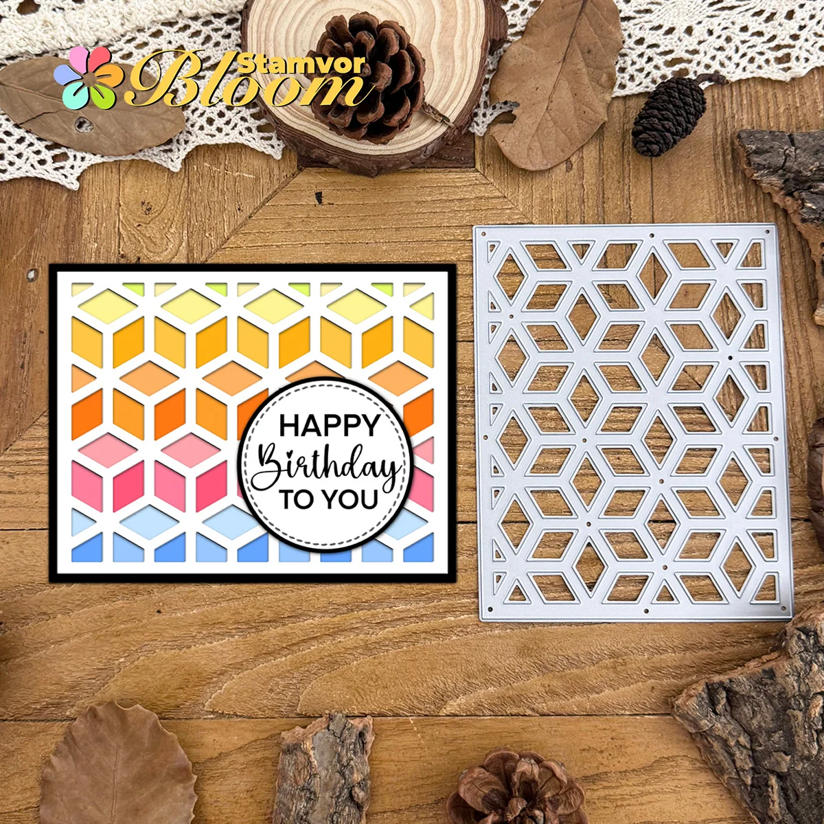 Original schöne Würfel Diamanten Hintergrund Rahmen Metall Stanzformen Scrapbooking dekorative Prägung