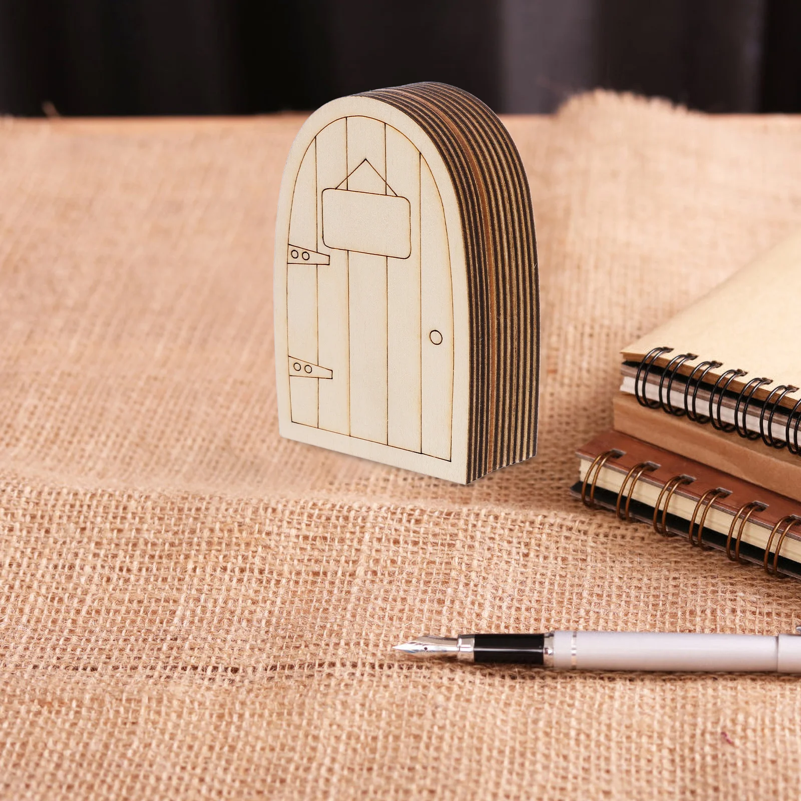 12 قطعة أبواب خرافية خشبية غير مطلية إكسسوارات حديقة مصغرة أبواب خرافية خارجية إكسسوارات حديقة مصغرة