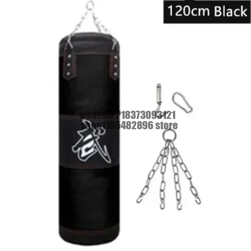 120cm Unfilled Heavy Punching Bag Professional Boxing Sandbag with Hanging Accessorie for MMA Muay Thai Kickboxing Taekwondo