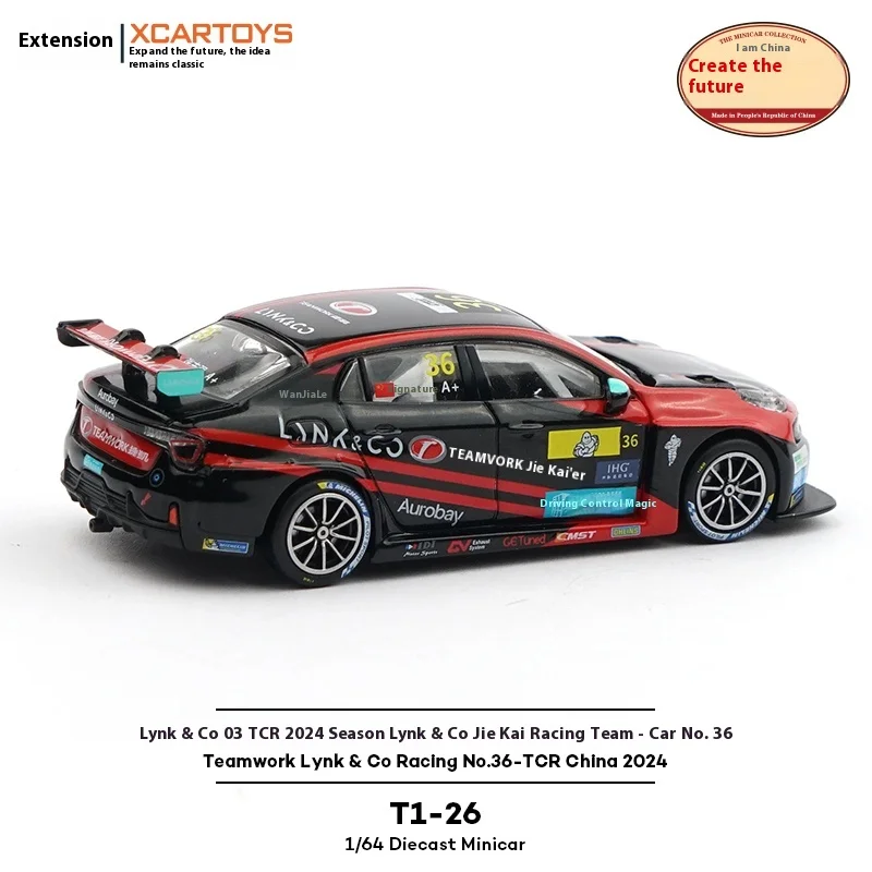 Xcartoys 1:64 trabajo en equipo Lynk & Co Racing No.36-Tcr China 2024 colección de modelos de coches fundidos a presión en miniatura