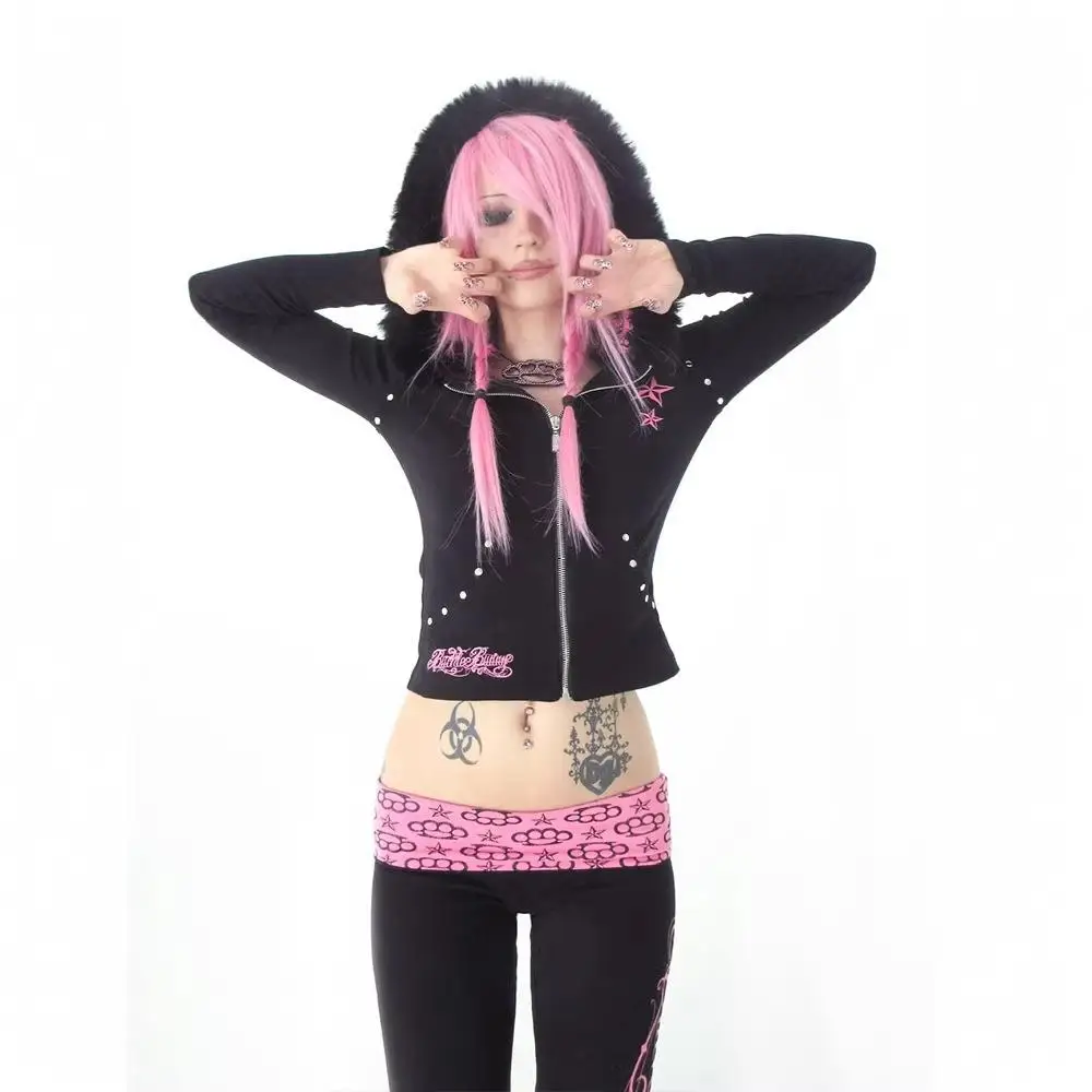 Women's Micro La Sports and Leisure High Street Style Dark Style Letter Printed Splicing 2026 Autumn New Sexy Pants