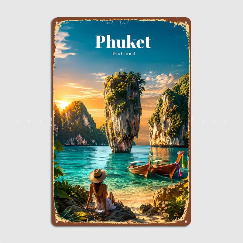 Phuket Thailand Beach Sunset Metal Custom Sign Living Room Wall Indoor Decor Room Decoration Bedroom Posters Home Decor