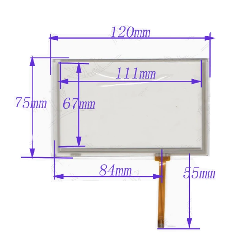 

5inch Car Digital Universal Touch External Screen Glass 4 wire Resistor Panel 120 * 75MM