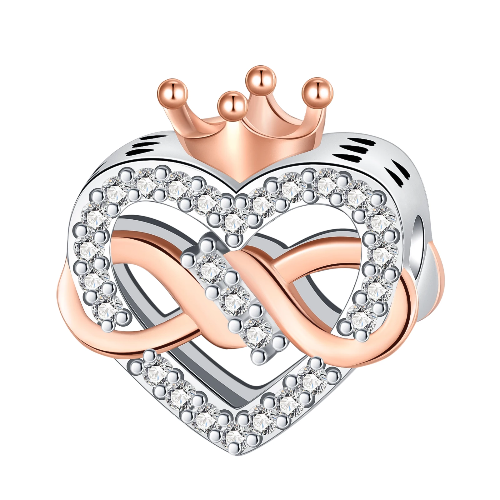 

925 sterling silver Crown love beads pendant charm fit original Pandora bracelet charm beads necklace Diy female jewelry