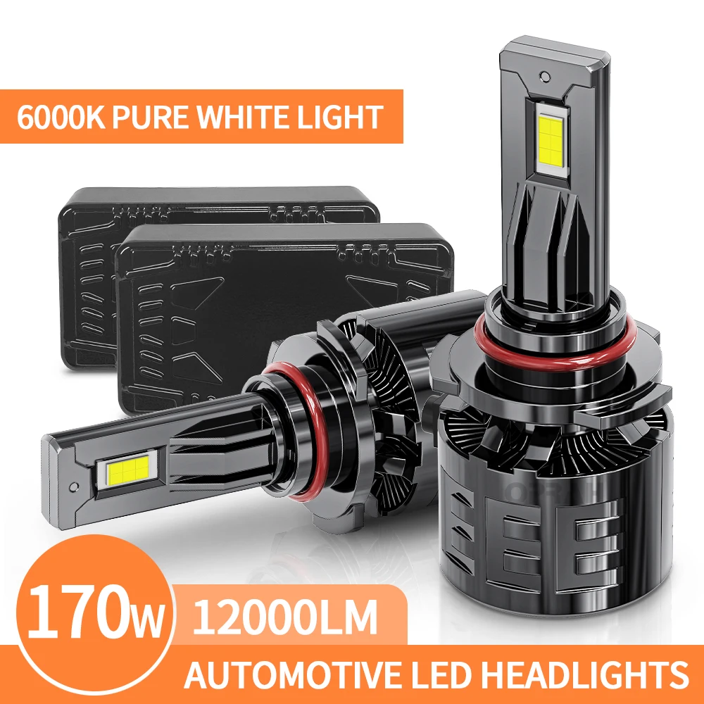 2pcs High Power Car Headlight Bulb Replace LED Light H4 H7 H11 H1 9005 9006 Spotlight Accessories Canbus 3570SMD 12V White 6000K